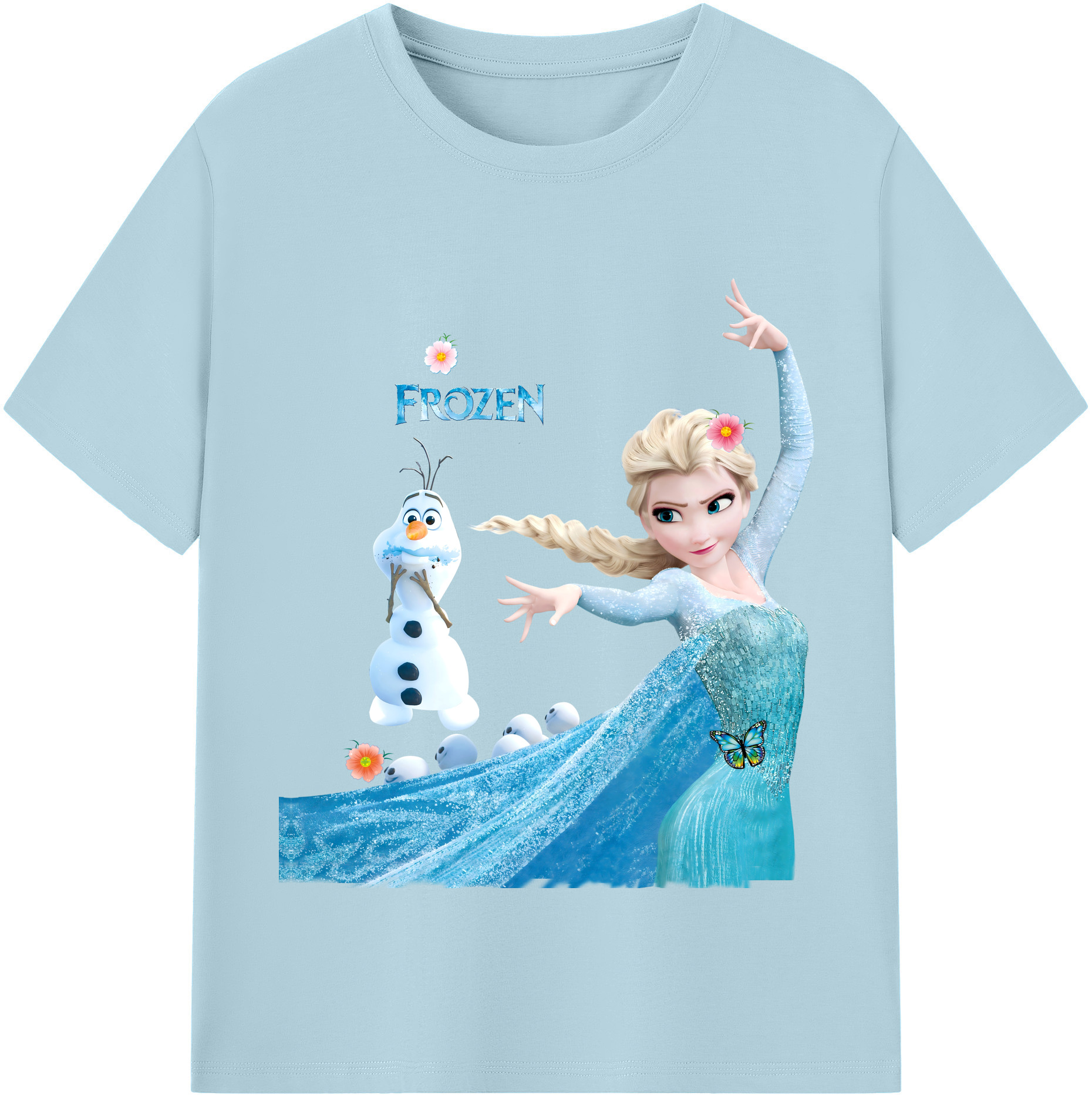 （画像用） アナと雪の女王 アンナ エルサ Frozen Anna Elsa 綿100％半袖Tシャツ（フロントプリント）